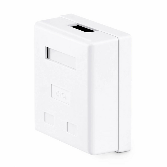 FyberOptix Cat6 RJ45 Unshielded Surface Mount Box, 2 Ports, White
