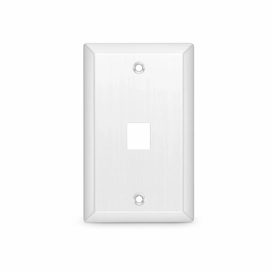 FyberOptix SyncEase Stainless Steel One Port Keystone Single Gang Wall Plate