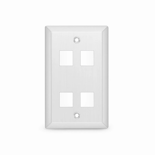 FyberOptix SyncEase Stainless Steel Four Port Keystone Single Gang Wall Plate