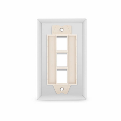 FyberOptix SyncEase Stainless Steel Three Port Keystone Single Gang Wall Plate