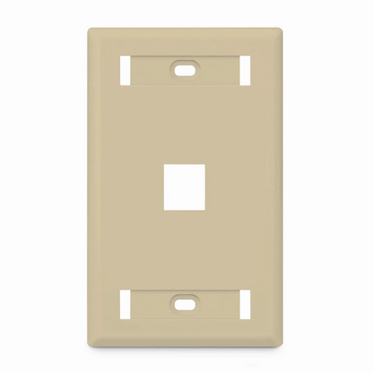 FyberOptix SyncEase Single Gang One Port Keystone Faceplate, Label Pockets, Ivory