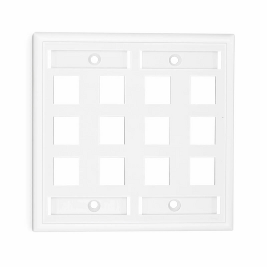FyberOptix SyncEase Single Gang Twelve Port Keystone Faceplate, Label Pockets, White