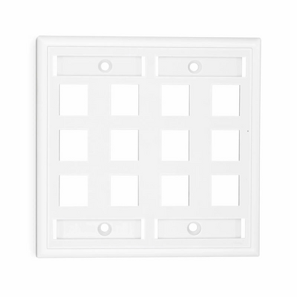 FyberOptix SyncEase Single Gang Twelve Port Keystone Faceplate, Label Pockets, White