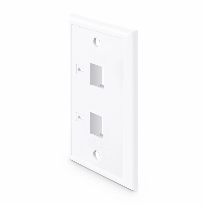 FyberOptix Single Gang Keystone Faceplate, Computer and Telephone Identification Icons, 2 Ports, White, 4.49'' x 2.76''