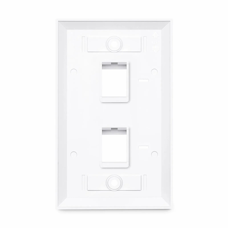 FyberOptix Single Gang Keystone Faceplate, Computer and Telephone Identification Icons, 2 Ports, White, 4.49'' x 2.76''