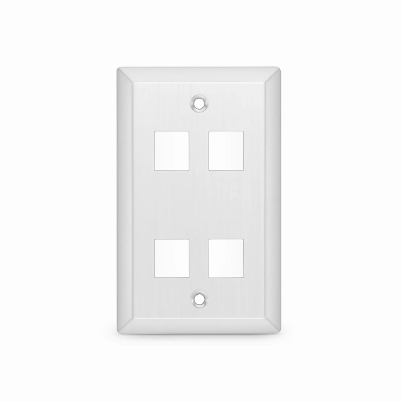FyberOptix SyncEase Stainless Steel Four Port Keystone Single Gang Wall Plate