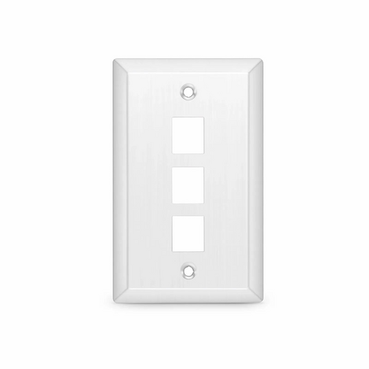 FyberOptix SyncEase Stainless Steel Three Port Keystone Single Gang Wall Plate