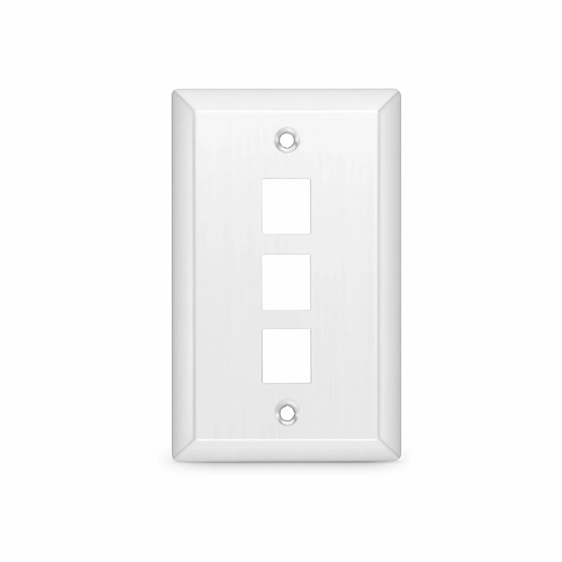FyberOptix SyncEase Stainless Steel Three Port Keystone Single Gang Wall Plate