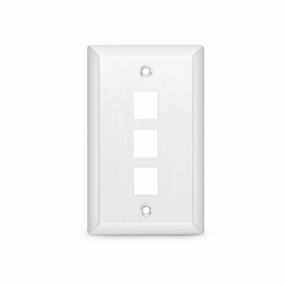 FyberOptix SyncEase Stainless Steel Three Port Keystone Single Gang Wall Plate