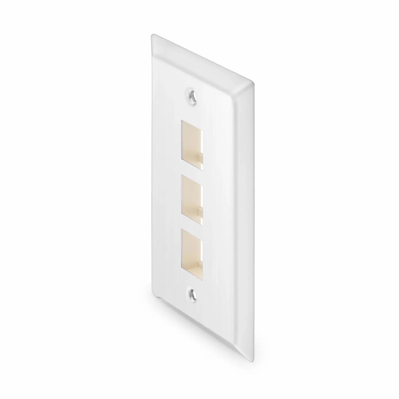 FyberOptix SyncEase Stainless Steel Three Port Keystone Single Gang Wall Plate