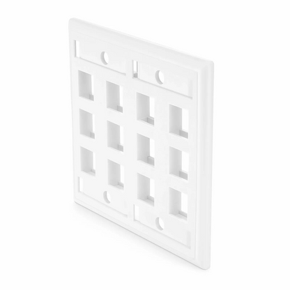 FyberOptix SyncEase Single Gang Twelve Port Keystone Faceplate, Label Pockets, White