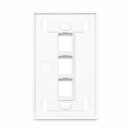 FyberOptix Single Gang Keystone Faceplate, Label Pockets, 3 Ports, White, 4.49'' x 2.76''