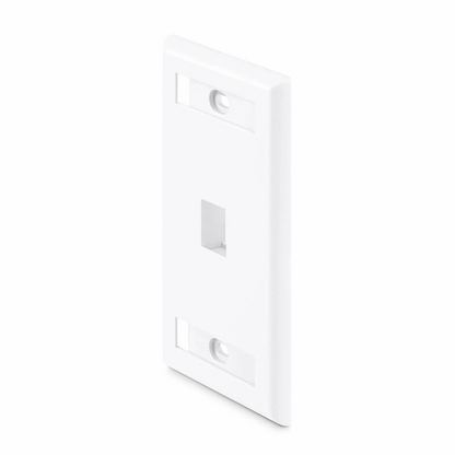 FyberOptix Single Gang Keystone Faceplate, Label Pockets, 1 Port, White, 4.49'' x 2.76''