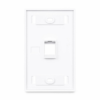 FyberOptix Single Gang Keystone Faceplate, Label Pockets, 1 Port, White, 4.49'' x 2.76''