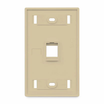 FyberOptix SyncEase Single Gang One Port Keystone Faceplate, Label Pockets, Ivory