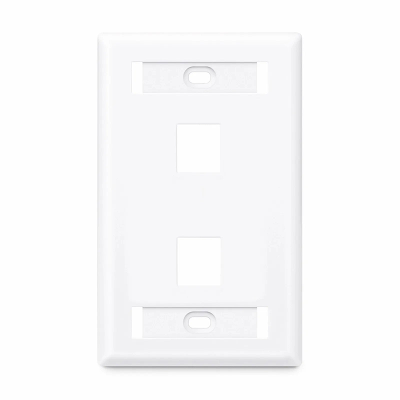 FyberOptix Single Gang Keystone Faceplate, Label Pockets, 2 Ports, White, 4.49'' x 2.76''