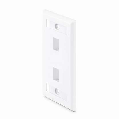 FyberOptix Single Gang Keystone Faceplate, Label Pockets, 2 Ports, White, 4.49'' x 2.76''