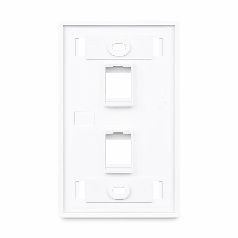 FyberOptix Single Gang Keystone Faceplate, Label Pockets, 2 Ports, White, 4.49'' x 2.76''