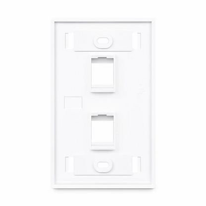 FyberOptix Single Gang Keystone Faceplate, Label Pockets, 2 Ports, White, 4.49'' x 2.76''