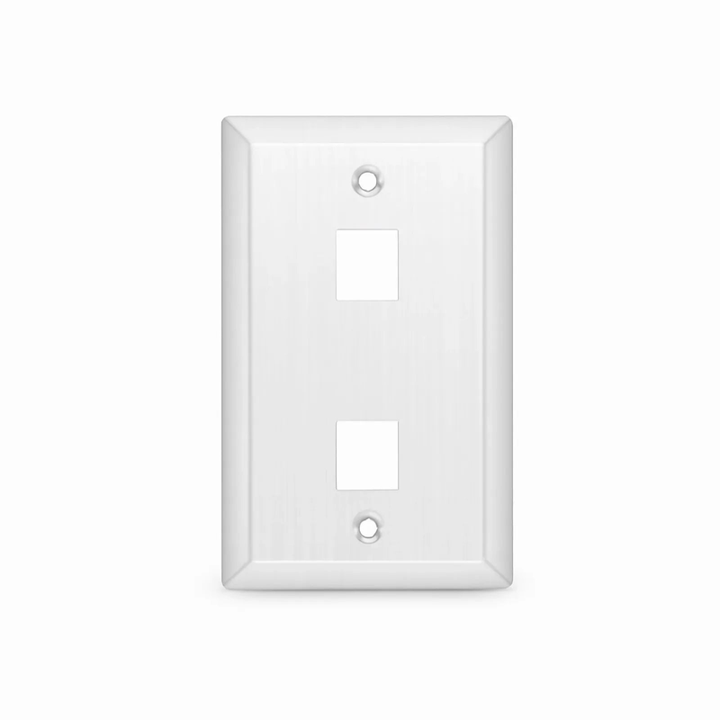 FyberOptix SyncEase Stainless Steel Two Port Keystone Single Gang Wall Plate