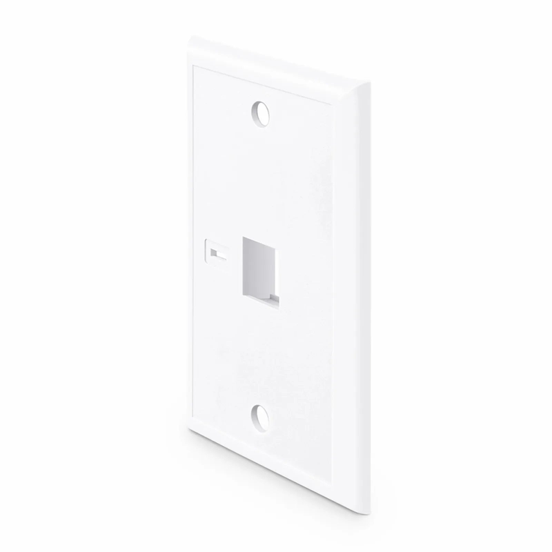 FyberOptix Single Gang Keystone Faceplate, Computer and Telephone Identification Icons, 1 Port, White, 4.49'' x 2.76''