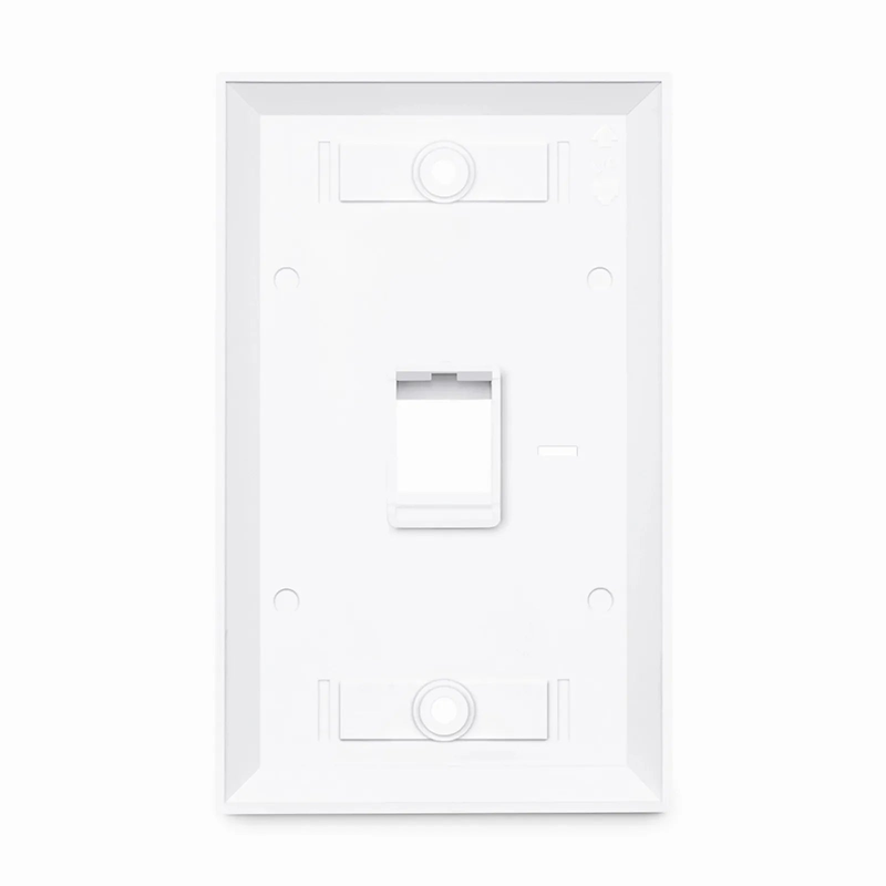 FyberOptix Single Gang Keystone Faceplate, Computer and Telephone Identification Icons, 1 Port, White, 4.49'' x 2.76''