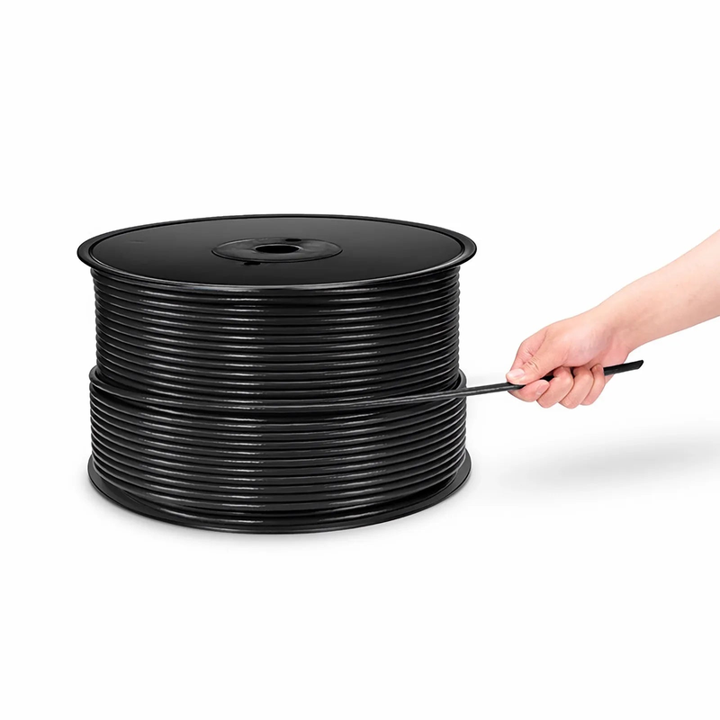 FyberOptix Cat6 Ethernet Bulk Cable, 1000ft (305m), UL Listed, 23AWG Solid Pure Bare Copper Wire, 550MHz, Unshielded (UTP), PVC CMR, with Reel (Black)