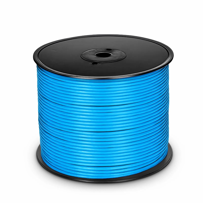 FyberOptix Cat6 Ethernet Bulk Cable, 1000ft (305m), 23AWG Solid Pure Bare Copper Wire, 550MHz, Unshielded (UTP), PVC CMP, with Reel (Blue)