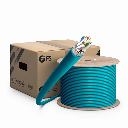 FyberOptix Cat6a Industrial Ethernet Bulk Cable, 1000ft (305m), 26AWG Stranded Pure Bare Copper Wire, 750MHz, Shielded (S/FTP), PUR, with Reel