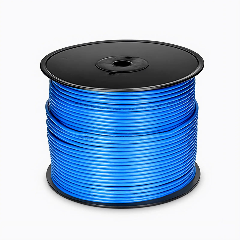 FyberOptix Cat6 Ethernet Bulk Cable, 1000ft (305m), UL Listed, 23AWG Solid Pure Bare Copper Wire, 550MHz, Unshielded (UTP), PVC CMR, with Reel (Blue)