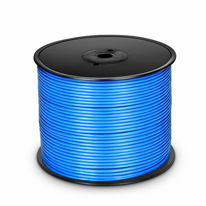 FyberOptix Cat6 Ethernet Bulk Cable, 1000ft (305m), UL Listed, 24AWG Stranded Pure Bare Copper Wire, 550MHz, Unshielded (UTP), PVC CM, with Reel (Blue)