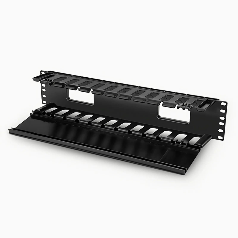 FyberOptix Horizontal Single Sided Manager, 2RU, Finger Duct with Cover, 3.43 in. Depth