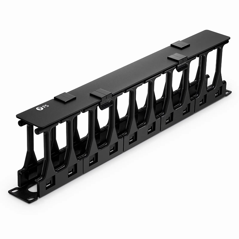 FyberOptix Horizontal Single Sided Steel Manager, 1RU, Finger Duct with Cover, 4.44 in. Depth