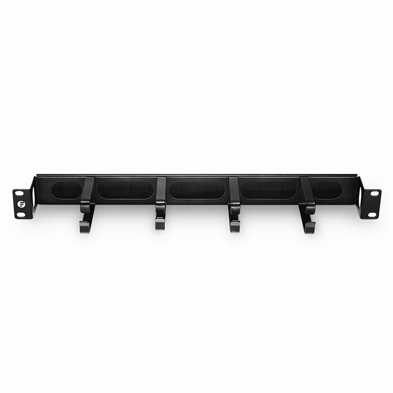 FyberOptix Recessed Horizontal Single Sided Pass-Thru Manager, 1RU, 4 D-rings & Brush Strip, 3.46 in. Depth