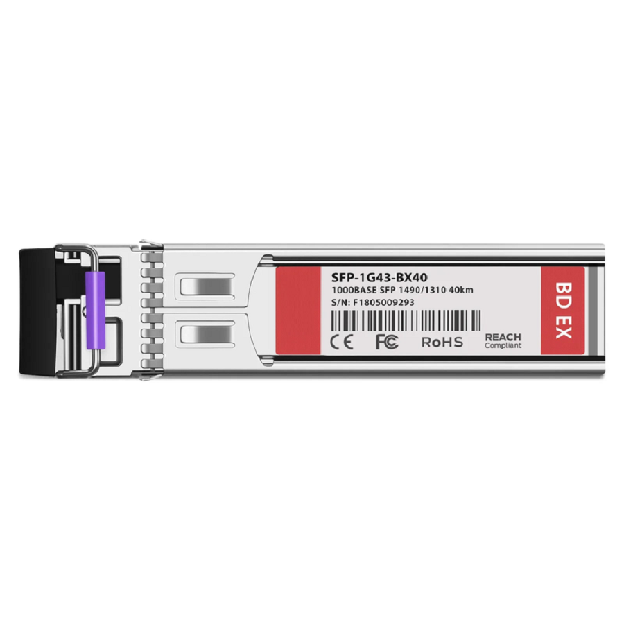 FyberOptix NETGEAR Compatible 1000BASE-BX-D SFP BiDi 1490nm-TX/1310nm-RX 40km DOM Simplex LC/UPC SMF Optical Transceiver Module