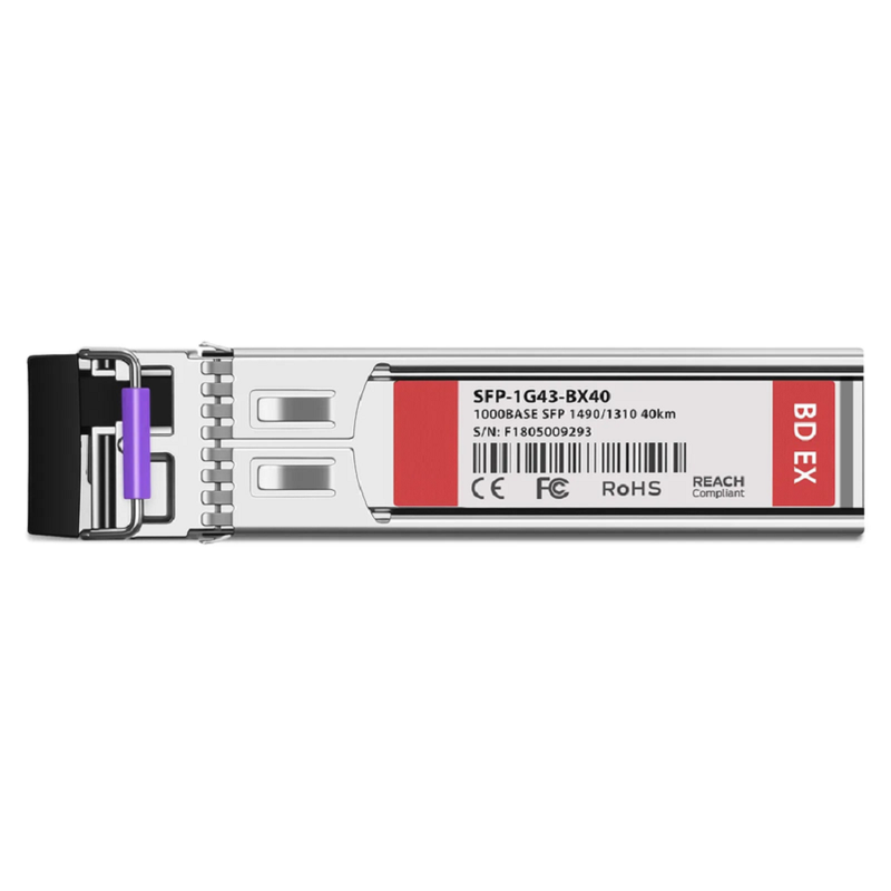 FyberOptix NETGEAR Compatible 1000BASE-BX-U SFP BiDi 1310nm-TX/1490nm-RX 10km DOM Simplex LC/UPC SMF Optical Transceiver Module