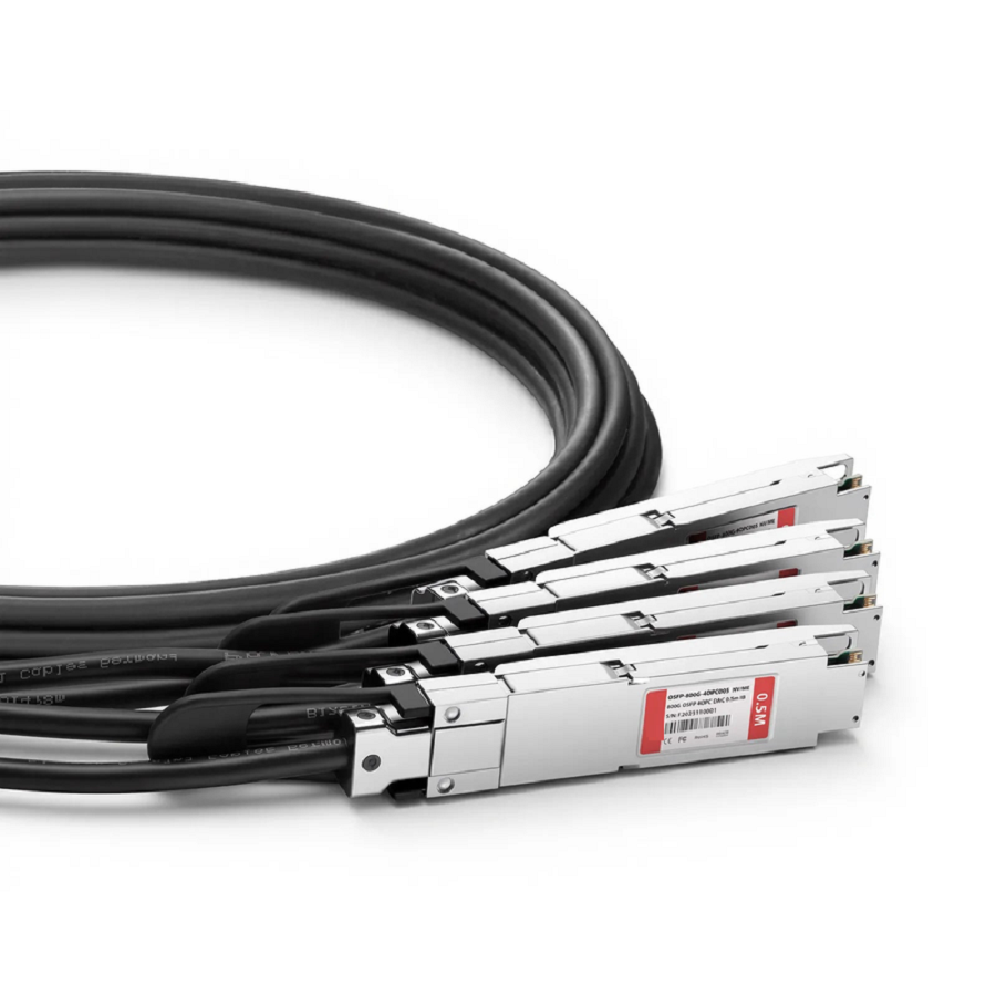 FyberOptix 0.5m (2ft) NVIDIA/Mellanox MCP7Y50-N0005 Compatible 800G OSFP 8 x 100G PAM4 Finned Top to 4 x 200G OSFP 2 x 100G PAM4 Finned Top InfiniBand NDR Passive Direct Attach Copper Breakout Cable for Quantum-2 Switches