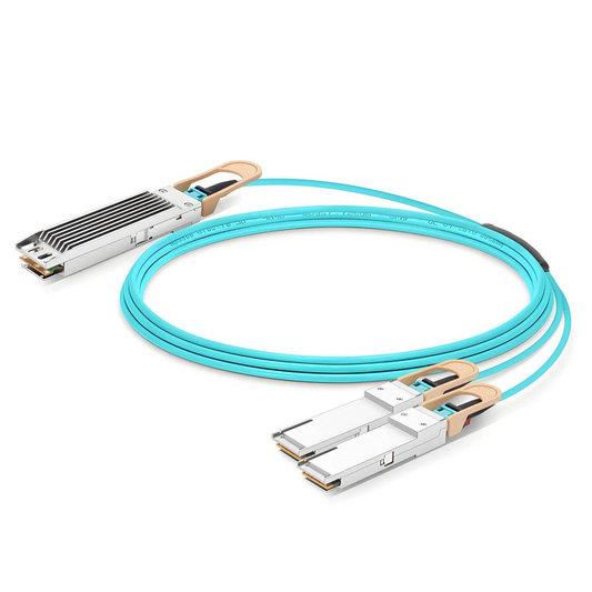 FyberOptix 15m (49ft) NVIDIA/Mellanox MFA7U10-H015 Compatible 400G OSFP 8 x 50G PAM4 Finned Top to 2 x 200G QSFP56 4 x 50G PAM4 InfiniBand HDR Active Optical Breakout Cable for Quantum-2 Switches and ConnectX-6 HCA