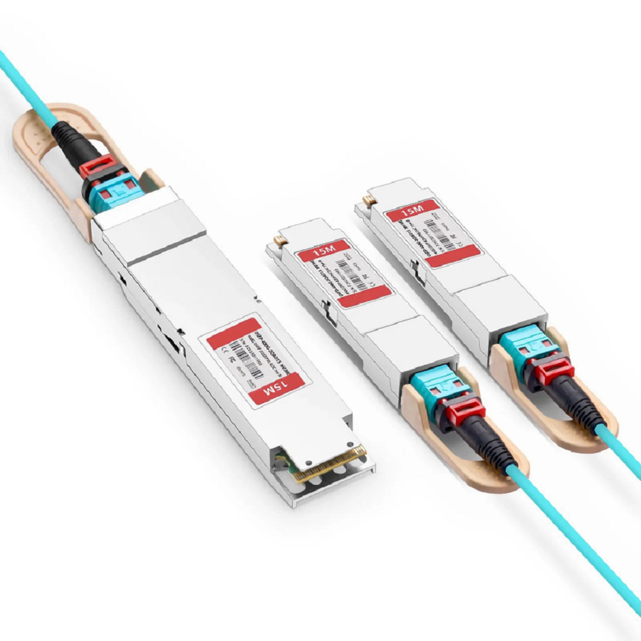 FyberOptix 15m (49ft) NVIDIA/Mellanox MFA7U10-H015 Compatible 400G OSFP 8 x 50G PAM4 Finned Top to 2 x 200G QSFP56 4 x 50G PAM4 InfiniBand HDR Active Optical Breakout Cable for Quantum-2 Switches and ConnectX-6 HCA