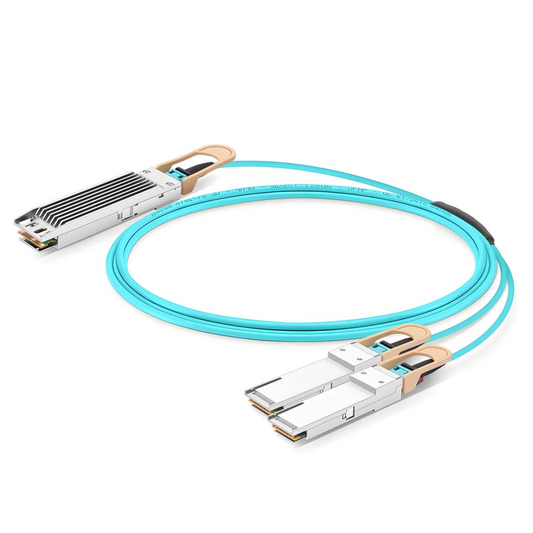 FyberOptix 10m (33ft) NVIDIA/Mellanox MFA7U10-H010 Compatible 400G OSFP 8 x 50G PAM4 Finned Top to 2 x 200G QSFP56 4 x 50G PAM4 InfiniBand HDR Active Optical Breakout Cable for Quantum-2 Switches and ConnectX-6 HCA