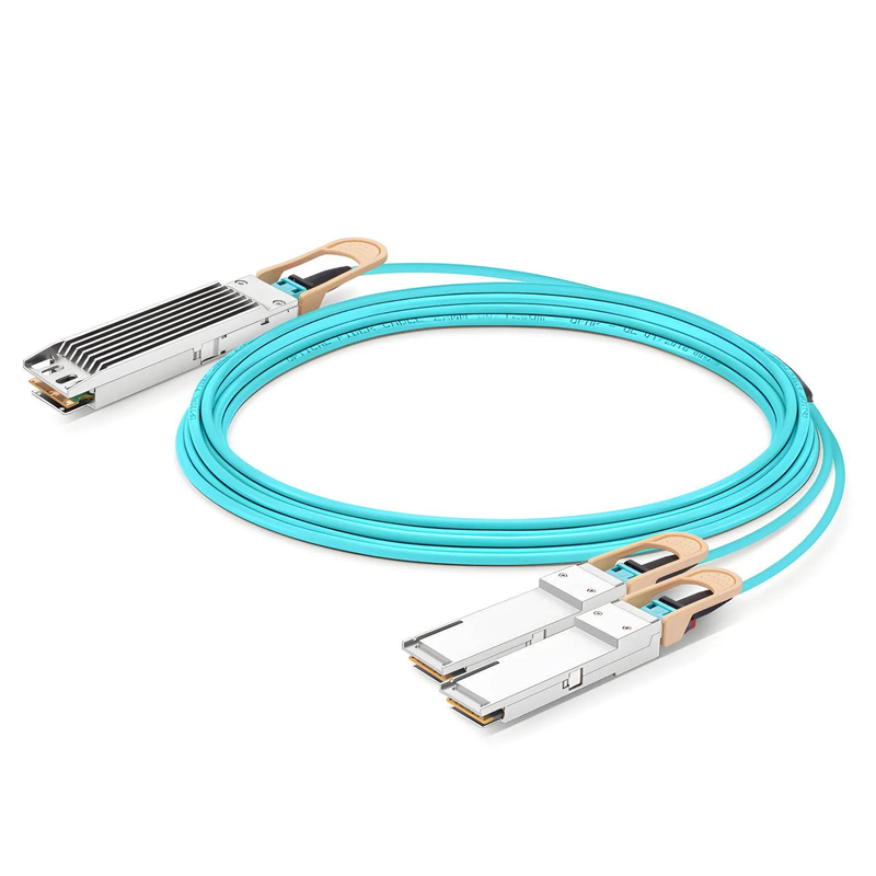 FyberOptix 30m (98ft) NVIDIA/Mellanox MFA7U10-H030 Compatible 400G OSFP 8 x 50G PAM4 Finned Top to 2 x 200G QSFP56 4 x 50G PAM4 InfiniBand HDR Active Optical Breakout Cable for Quantum-2 Switches and ConnectX-6 HCA