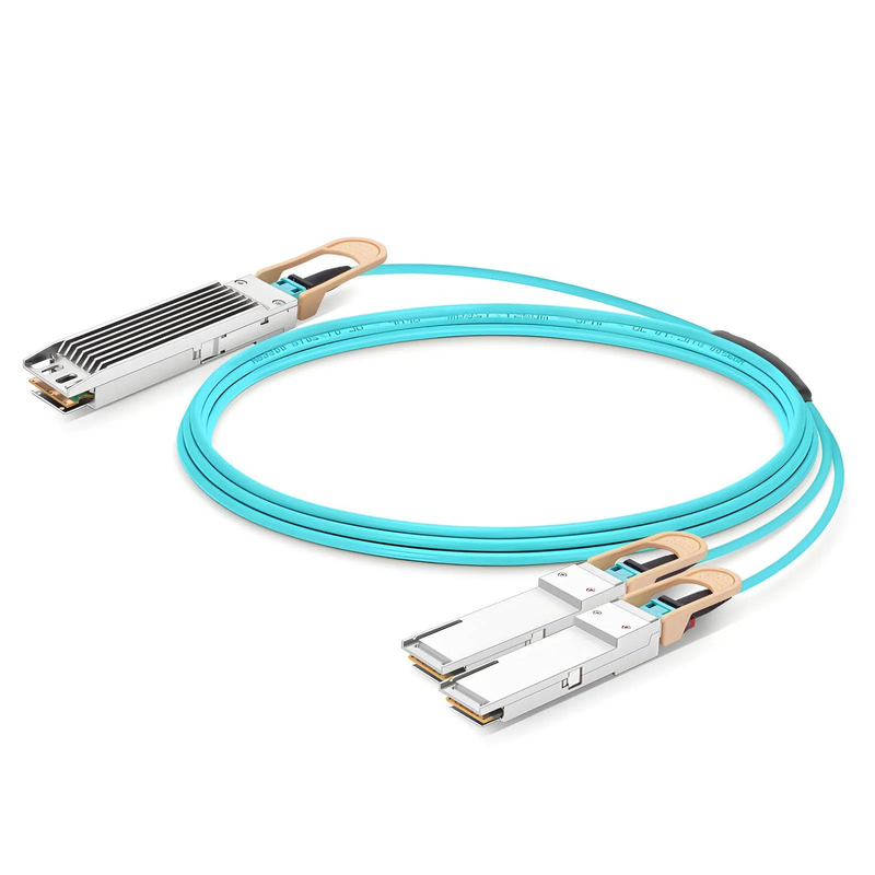 FyberOptix 20m (66ft) NVIDIA/Mellanox MFA7U10-H020 Compatible 400G OSFP 8 x 50G PAM4 Finned Top to 2 x 200G QSFP56 4 x 50G PAM4 InfiniBand HDR Active Optical Breakout Cable for Quantum-2 Switches and ConnectX-6 HCA