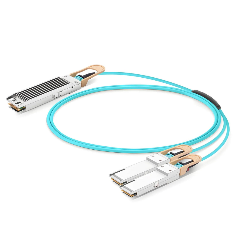 FyberOptix 3m (10ft) NVIDIA/Mellanox MFA7U10-H003 Compatible 400G OSFP 8 x 50G PAM4 Finned Top to 2 x 200G QSFP56 4 x 50G PAM4 InfiniBand HDR Active Optical Breakout Cable for Quantum-2 Switches and ConnectX-6 HCA
