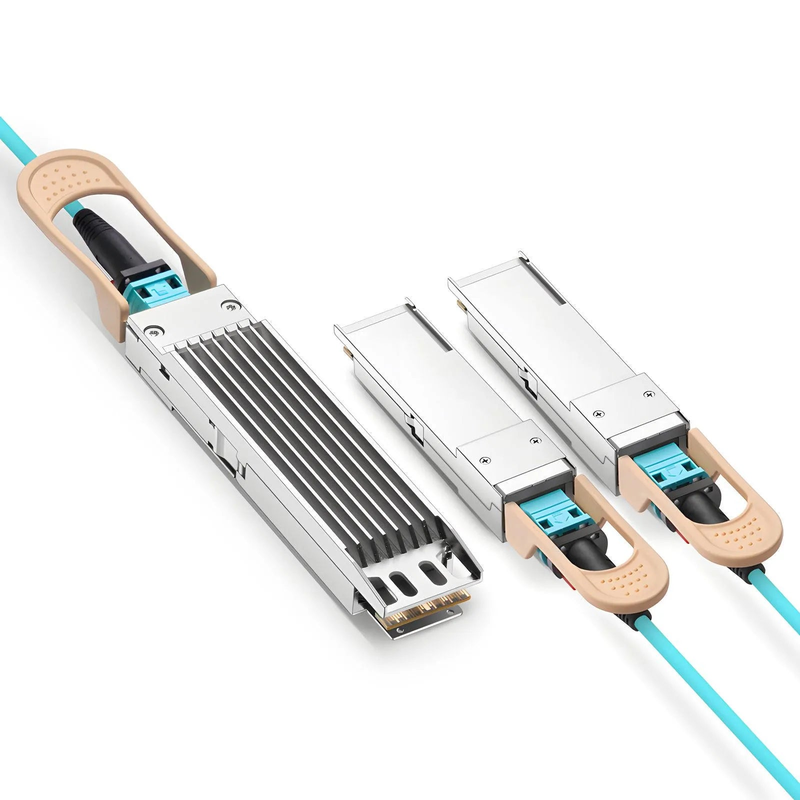 FyberOptix 5m (16ft) NVIDIA/Mellanox MFA7U10-H005 Compatible 400G OSFP 8 x 50G PAM4 Finned Top to 2 x 200G QSFP56 4 x 50G PAM4 InfiniBand HDR Active Optical Breakout Cable for Quantum-2 Switches and ConnectX-6 HCA
