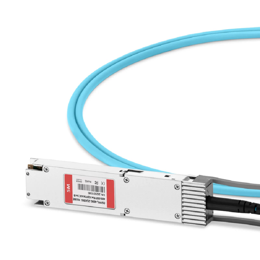 FyberOptix 5m (16ft) NVIDIA/Mellanox MFA7U10-H005-FLT Compatible 400G OSFP 8 x 50G PAM4 Flat Top to 2 x 200G QSFP56 4 x 50G PAM4 InfiniBand HDR Active Optical Breakout Cable for Quantum Switches and ConnectX-7 HCA