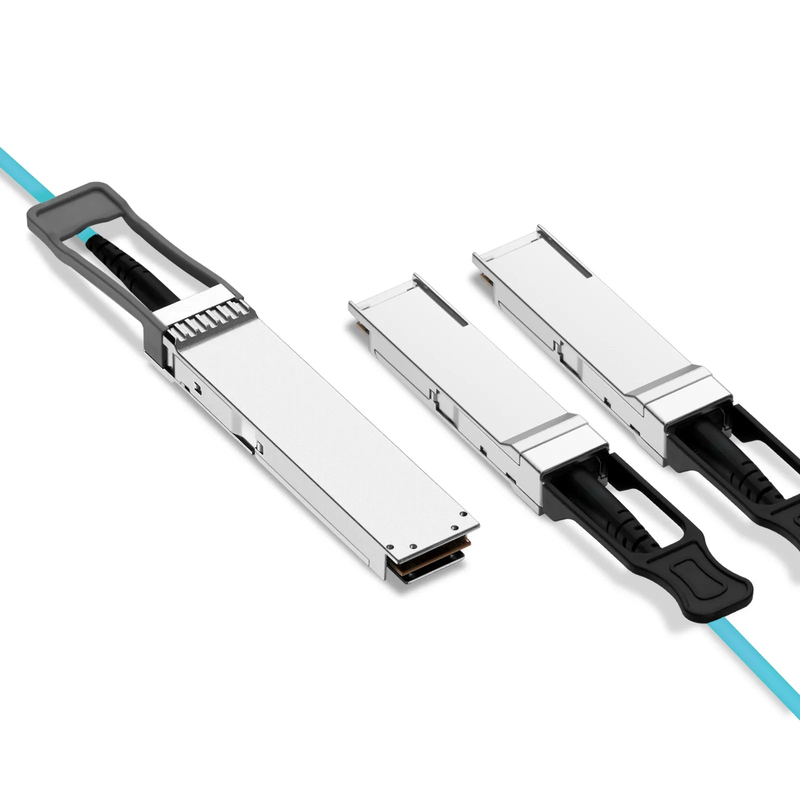 FyberOptix 3m (10ft) NVIDIA/Mellanox MFA7U10-H003-FLT Compatible 400G OSFP 8 x 50G PAM4 Flat Top to 2 x 200G QSFP56 4 x 50G PAM4 InfiniBand HDR Active Optical Breakout Cable for Quantum Switches and ConnectX-7 HCA