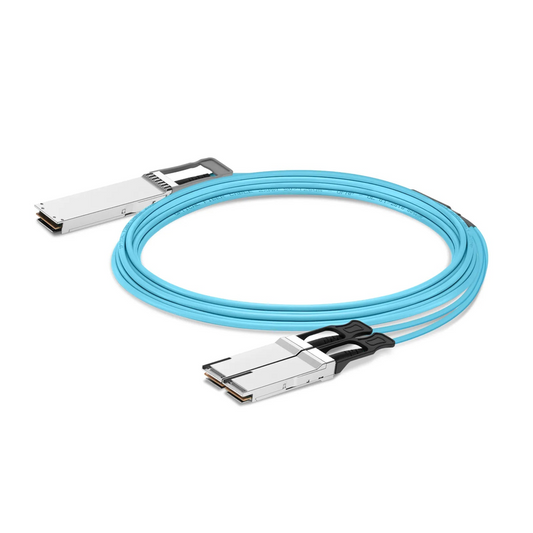 FyberOptix 30m (98ft) NVIDIA/Mellanox MFA7U10-H030-FLT Compatible 400G OSFP 8 x 50G PAM4 Flat Top to 2 x 200G QSFP56 4 x 50G PAM4 InfiniBand HDR Active Optical Breakout Cable for Quantum Switches and ConnectX-7 HCA