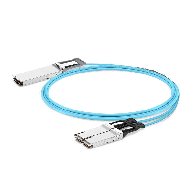 FyberOptix 10m (33ft) NVIDIA/Mellanox MFA7U10-H010-FLT Compatible 400G OSFP 8 x 50G PAM4 Flat Top to 2 x 200G QSFP56 4 x 50G PAM4 InfiniBand HDR Active Optical Breakout Cable for Quantum Switches and ConnectX-7 HCA