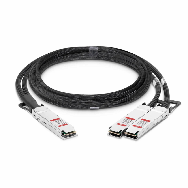 FyberOptix 2m (7ft) NVIDIA/Mellanox Compatible 800G OSFP 8 x 100G PAM4 Finned Top to 2 x 400G OSFP 4 x 100G PAM4 Flat Top InfiniBand NDR Active Electrical Copper Breakout Cable for Quantum-2 Switches and ConnectX-7 HCA