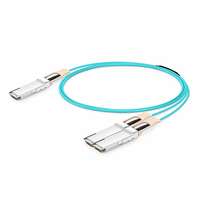 FyberOptix 5m (16ft) NVIDIA/Mellanox MFS1S50-H005V Compatible 200G QSFP56 4 x 50G PAM4 to 2 x 100G QSFP56 2 x 50G PAM4 InfiniBand HDR Active Optical Breakout Cable for Quantum Switches and ConnectX-6 HCA